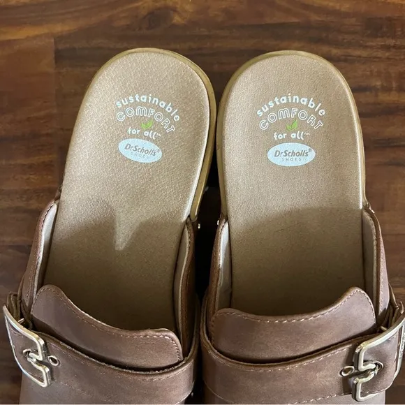 Dr. Scholl’s Cassidy Clog Shoes Slides Brown with Gold Details Womens size 8.5