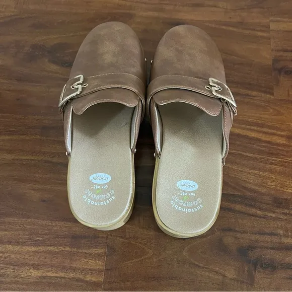 Dr. Scholl’s Cassidy Clog Shoes Slides Brown with Gold Details Womens size 8.5