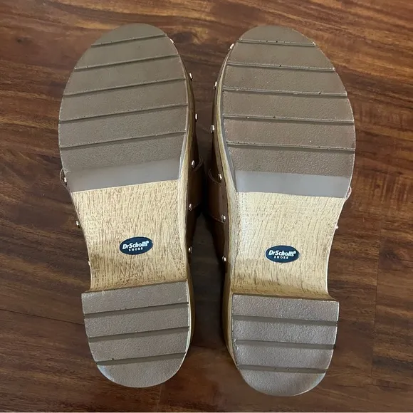 Dr. Scholl’s Cassidy Clog Shoes Slides Brown with Gold Details Womens size 8.5