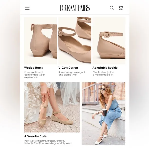 DREAM PAIRS Ankle Strap Low Wedge Flats
