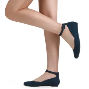 DREAM PAIRS Ankle Strap Low Wedge Flats