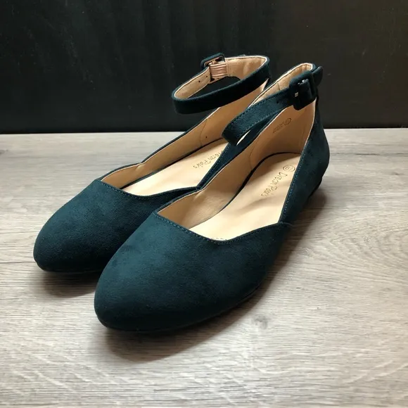 DREAM PAIRS Ankle Strap Low Wedge Flats
