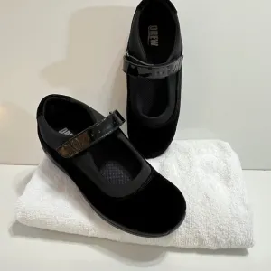 Drew Woman's Rose Mary Jane Comfort Shoes Black Velvet Patent Leather Size 9M