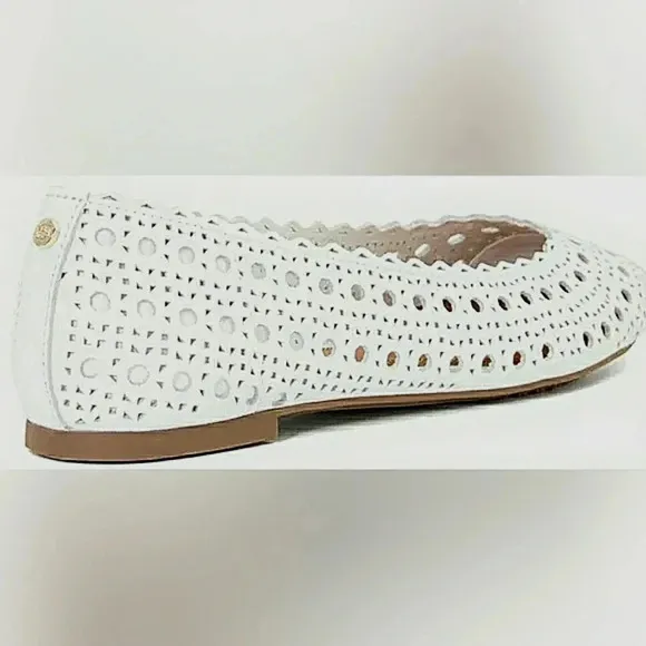 Dune London 7 White Leather Slip-On Ballet Flats