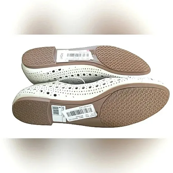 Dune London 7 White Leather Slip-On Ballet Flats