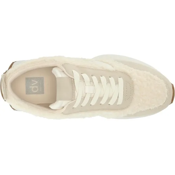 DV by Dolce Vita Bynx Sherpa Fuzzy Ecru Platform Sneaker White Cream Ivory 6.5