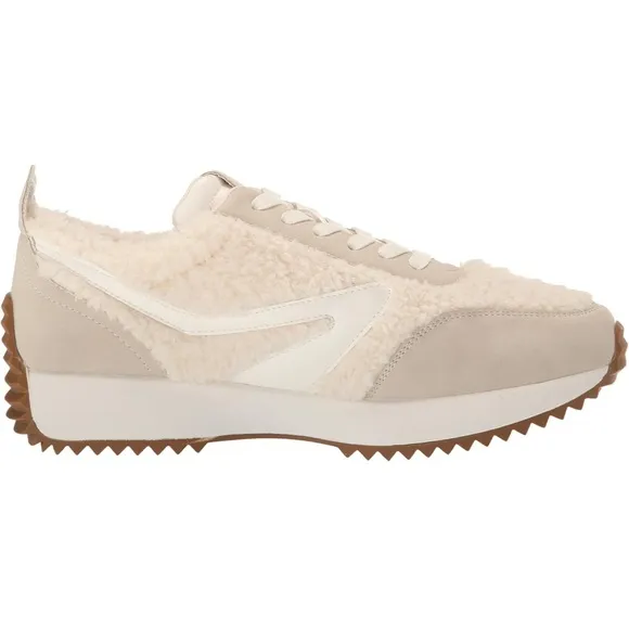 DV by Dolce Vita Bynx Sherpa Fuzzy Ecru Platform Sneaker White Cream Ivory 6.5