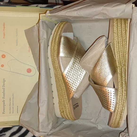 👣EARTH Madena Marigold Slides gold footwear
