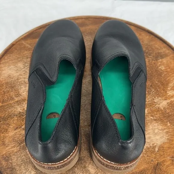 Earth Shoes Wm 10 M Pria Black Leather Slip On Comfort Loafers