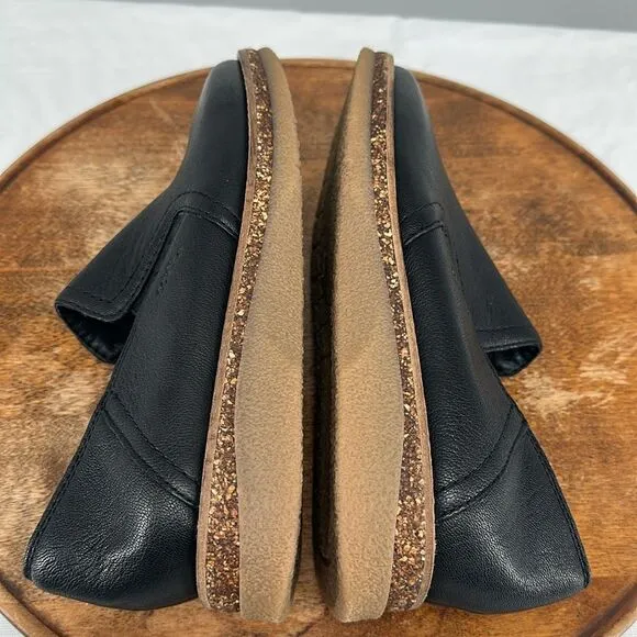 Earth Shoes Wm 10 M Pria Black Leather Slip On Comfort Loafers