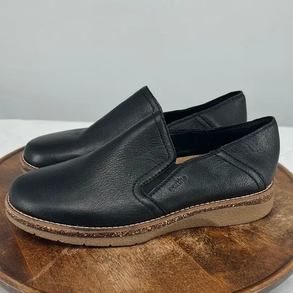 Earth Shoes Wm 10 M Pria Black Leather Slip On Comfort Loafers