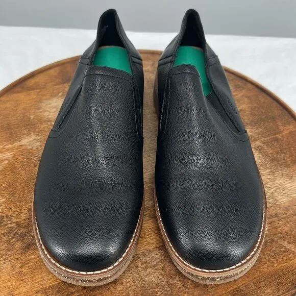 Earth Shoes Wm 10 M Pria Black Leather Slip On Comfort Loafers