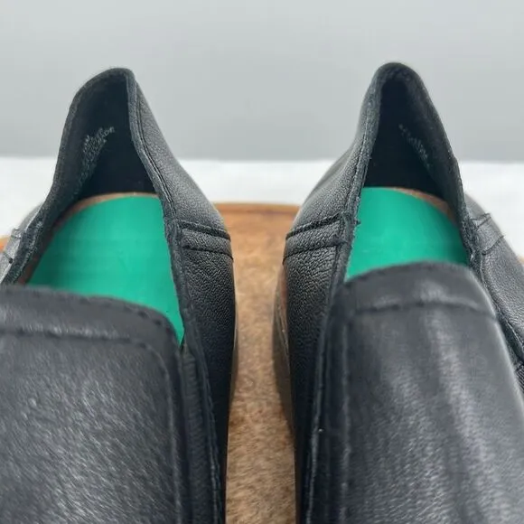 Earth Shoes Wm 10 M Pria Black Leather Slip On Comfort Loafers