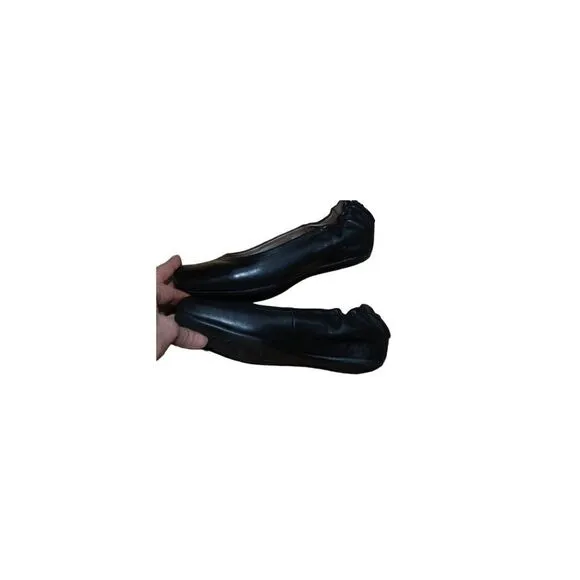 EARTHIES Tolo Elasticized Edge Flats 8.5 B. Black leather