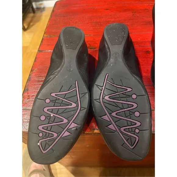 EARTHIES Tolo Elasticized Edge Flats 8.5 B. Black leather