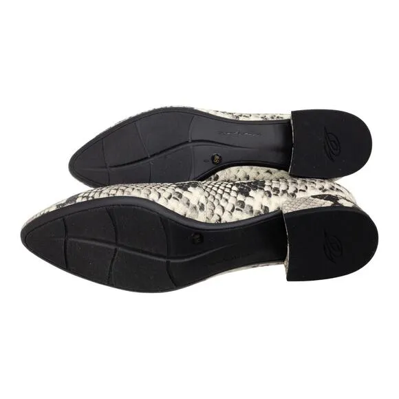 Easy Spirit Ivory White Snake Embossed Caldise Leather Low Heel Pumps Loafers 8W