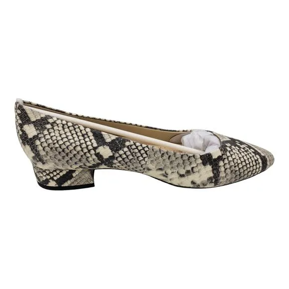 Easy Spirit Ivory White Snake Embossed Caldise Leather Low Heel Pumps Loafers 8W