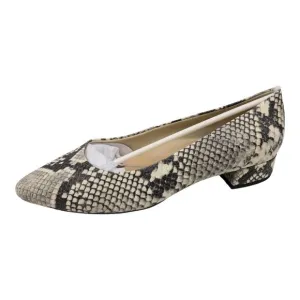 Easy Spirit Ivory White Snake Embossed Caldise Leather Low Heel Pumps Loafers 8W