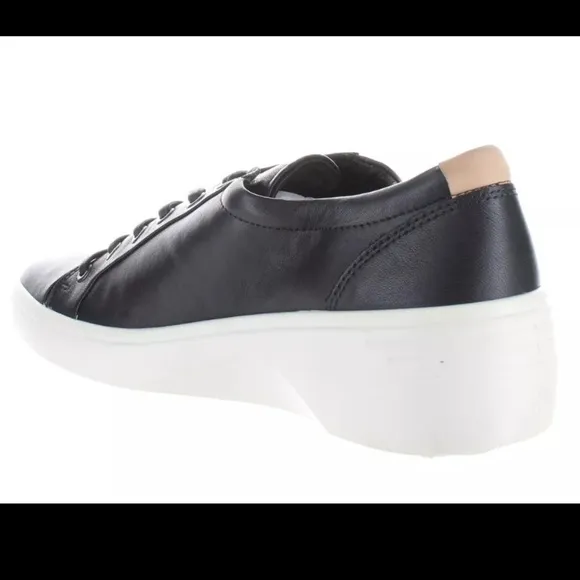 ECCO black leather lace up white wedge women’s sneakers sz 11 US. 42 EU new