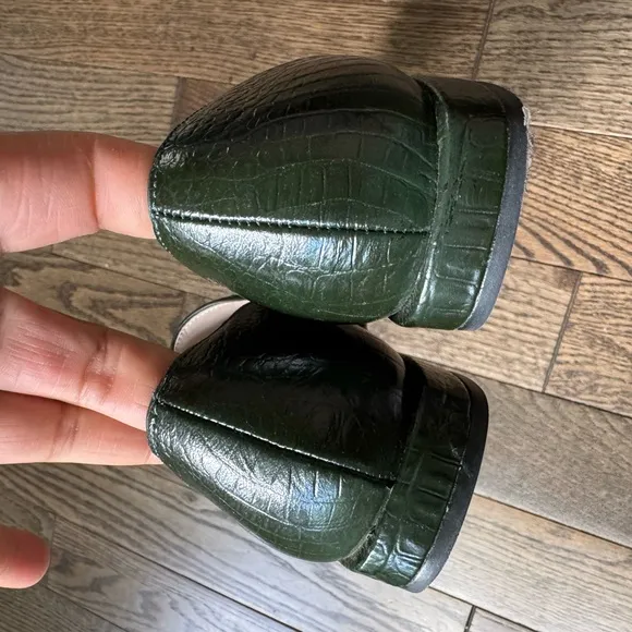 Ecco Green Leather Slip-On Loafers