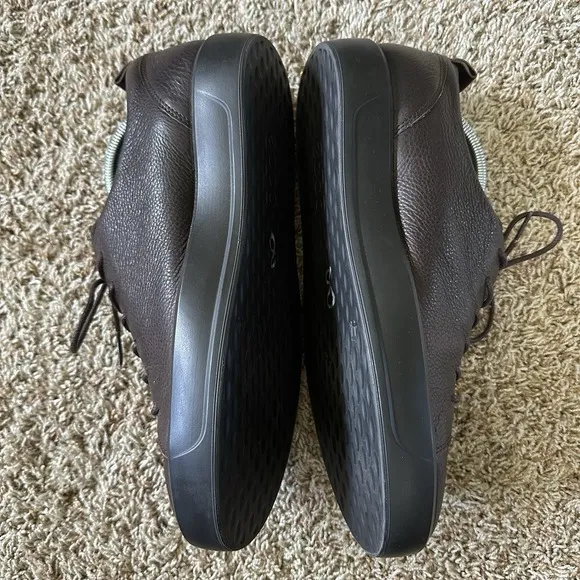 ECCO Men's Size 10-10.5 Danish Design Soft Leather Brown Fashion Sneakers Low