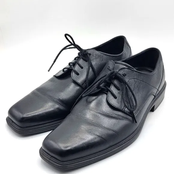 Ecco Soft Black Leather Lace-Up Loafers Size 43 (US 10) #1370