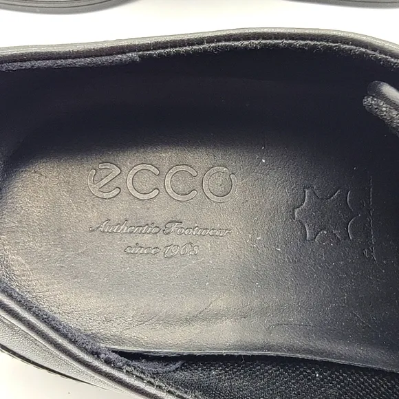 Ecco Soft Black Leather Lace-Up Loafers Size 43 (US 10) #1370