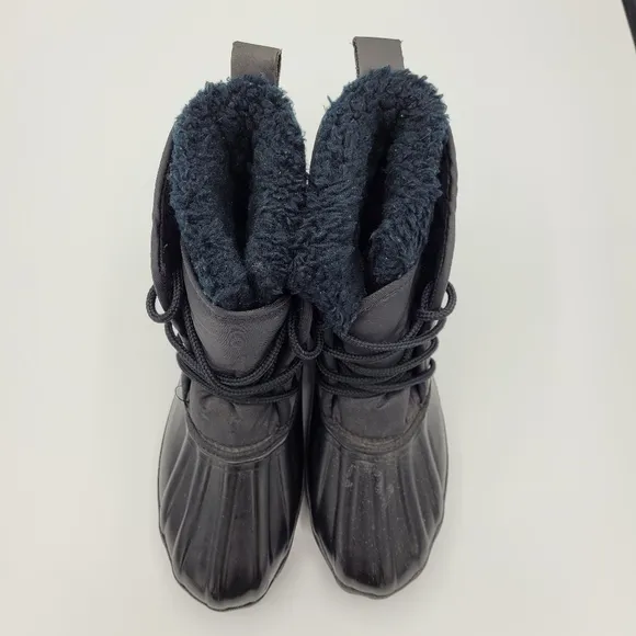 Eddie Bauer Vintage Black Quilted Waterproof Lined Snow Duck Boot Lace Up Size 7