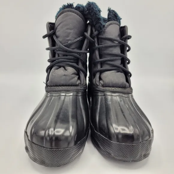 Eddie Bauer Vintage Black Quilted Waterproof Lined Snow Duck Boot Lace Up Size 7