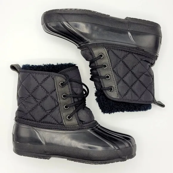 Eddie Bauer Vintage Black Quilted Waterproof Lined Snow Duck Boot Lace Up Size 7