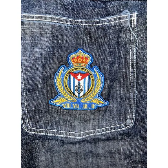 Eight 732 Jeans Mens 44x34 Embroidered Wide Leg 8732 Y2k Baggy Hip Hop