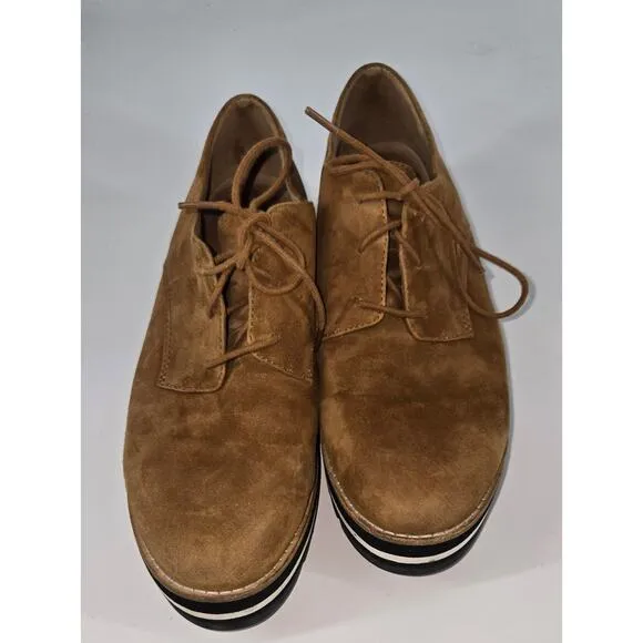 Eileen Fisher Eddy Brown Suede Platform Loafer Womens 8.5 Clean Neutral Comfort