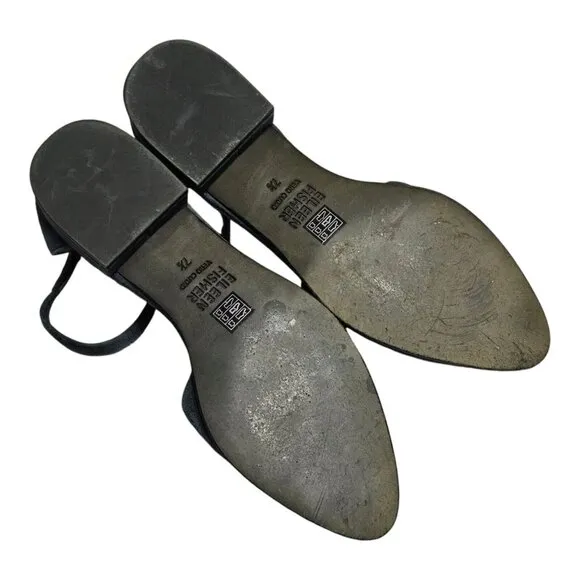 Eileen Fisher Hutton Suede Ankle Strap Flats Womens Sz 7.5 Blue Gray Sandals