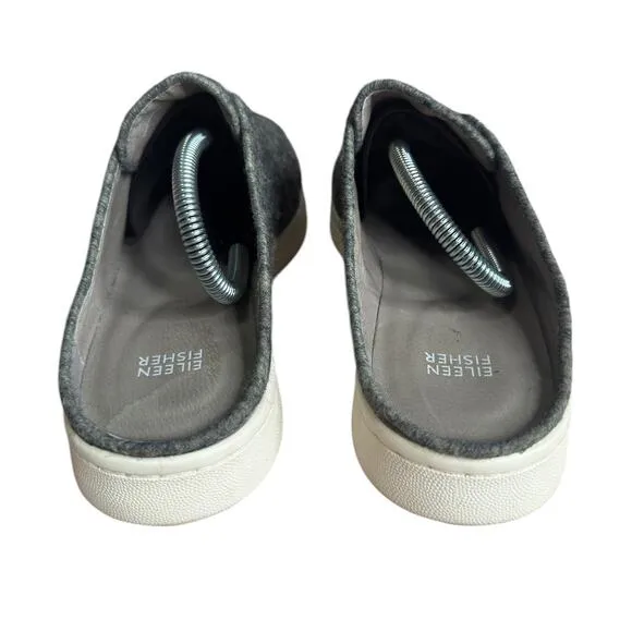 EILEEN FISHER News Felt Sneaker Gray Slides Slip On Women's Size 10 Casual EUC