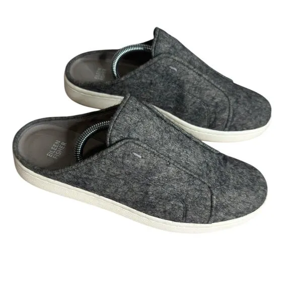 EILEEN FISHER News Felt Sneaker Gray Slides Slip On Women's Size 10 Casual EUC