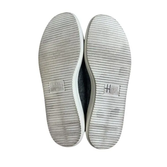 EILEEN FISHER News Felt Sneaker Gray Slides Slip On Women's Size 10 Casual EUC