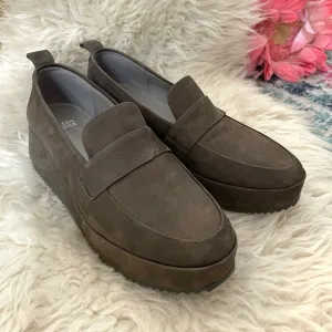 EILEEN FISHER PLATFORM LOAFERS Nubuck Leather Slate SIZE 9