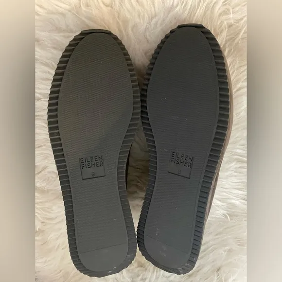 EILEEN FISHER PLATFORM LOAFERS Nubuck Leather Slate SIZE 9