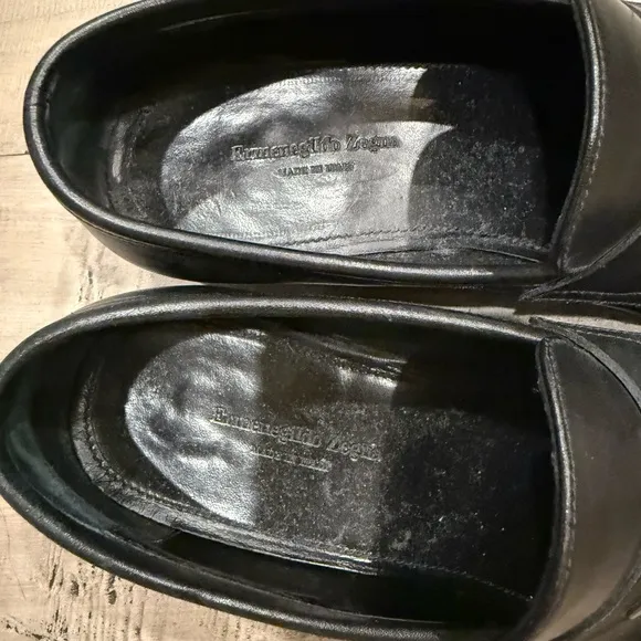 ERMENEGILDO ZEGNA Men's Black Leather Loafers