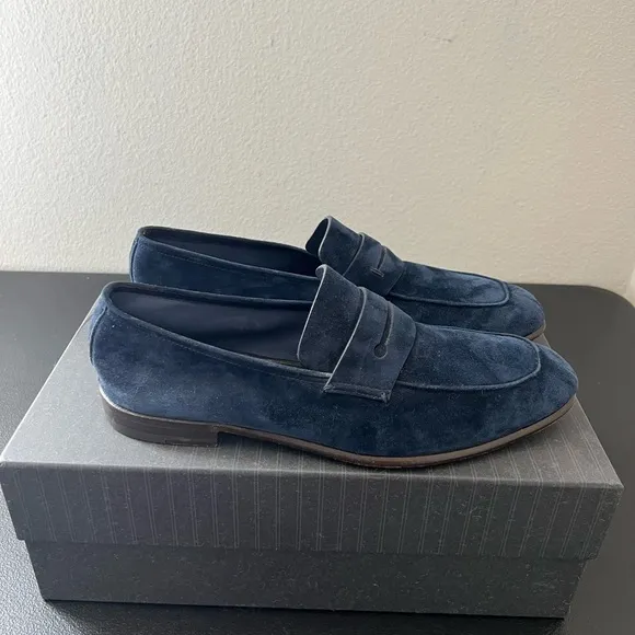 Ermengelo Zegna L’Asola size 9 Blue Suede Penny Loafers