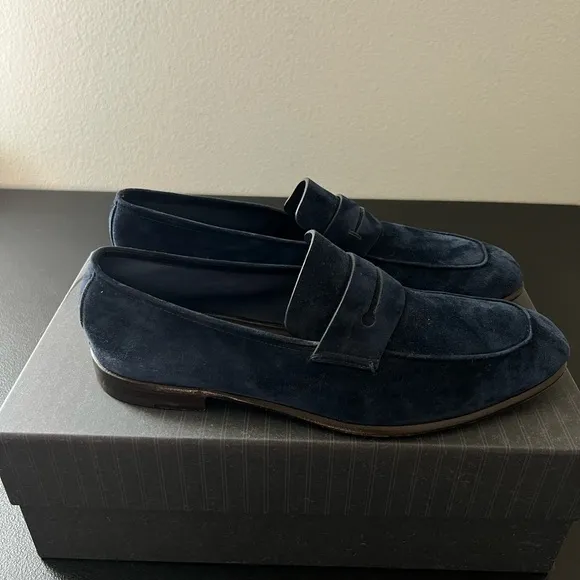 Ermengelo Zegna L’Asola size 9 Blue Suede Penny Loafers
