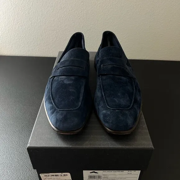 Ermengelo Zegna L’Asola size 9 Blue Suede Penny Loafers
