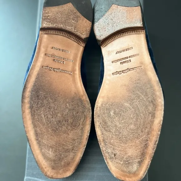 Ermengelo Zegna L’Asola size 9 Blue Suede Penny Loafers