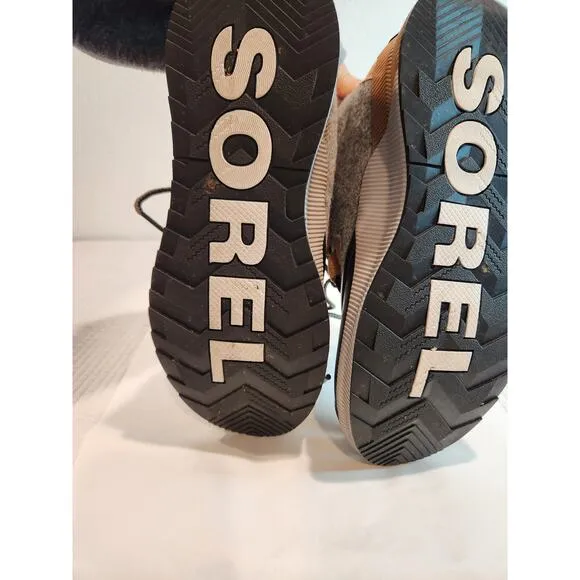EUC Sorel Women’s NL4228-224 Waterproof Suede‎ &amp; Felt Lace-Up Boots - Size 8