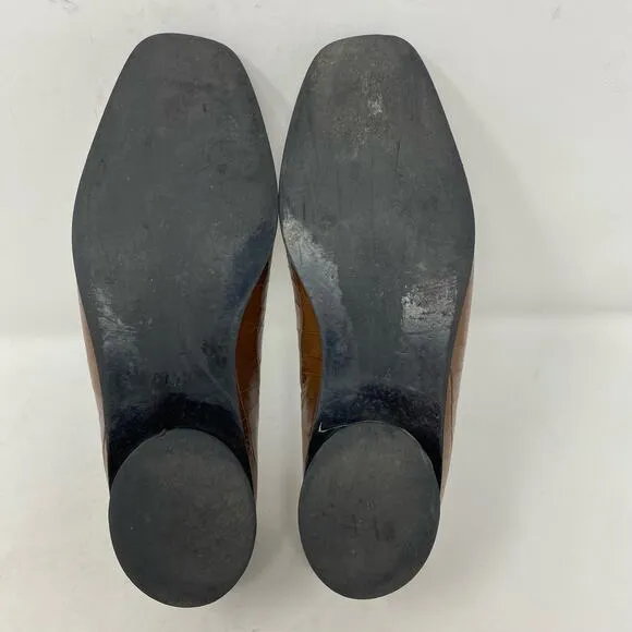 Everlane Brown Crocodile Embossed Leather Loafers Womens Size 7.5