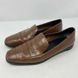 Everlane Brown Crocodile Embossed Leather Loafers Womens Size 7.5