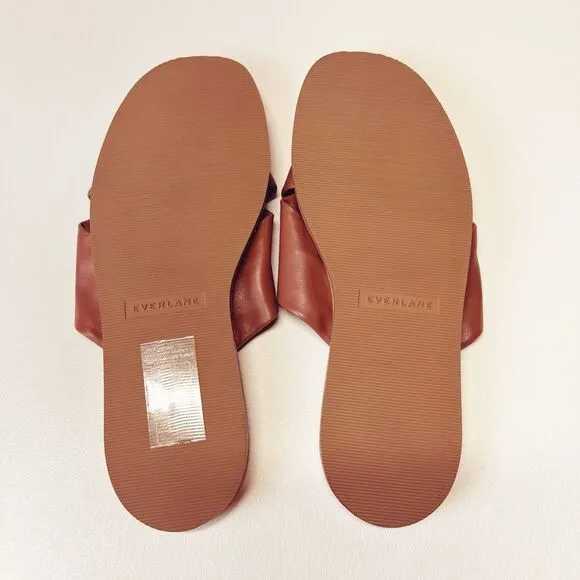 Everlane The Day Crossover Sandal Leather Slides in Sienna Brown Size 10 New