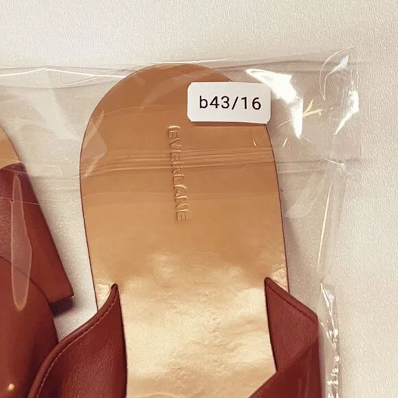 Everlane The Day Crossover Sandal Leather Slides in Sienna Brown Size 10 New