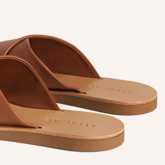Everlane The Day Crossover Sandal Leather Slides in Sienna Brown Size 10 New