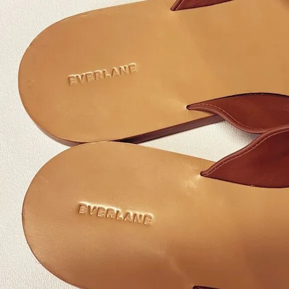Everlane The Day Crossover Sandal Leather Slides in Sienna Brown Size 10 New